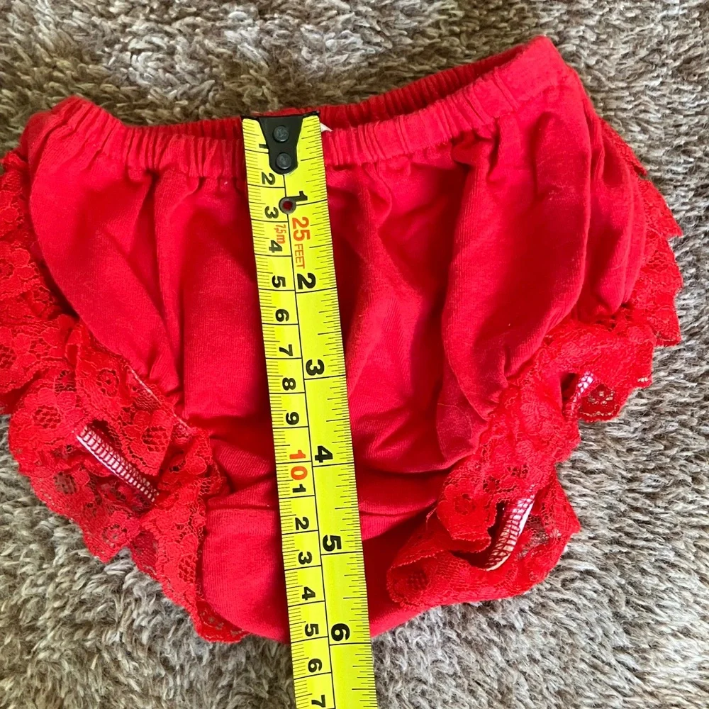 Red Lace Ruffle Cotton Bloomers Diaper Cover size S